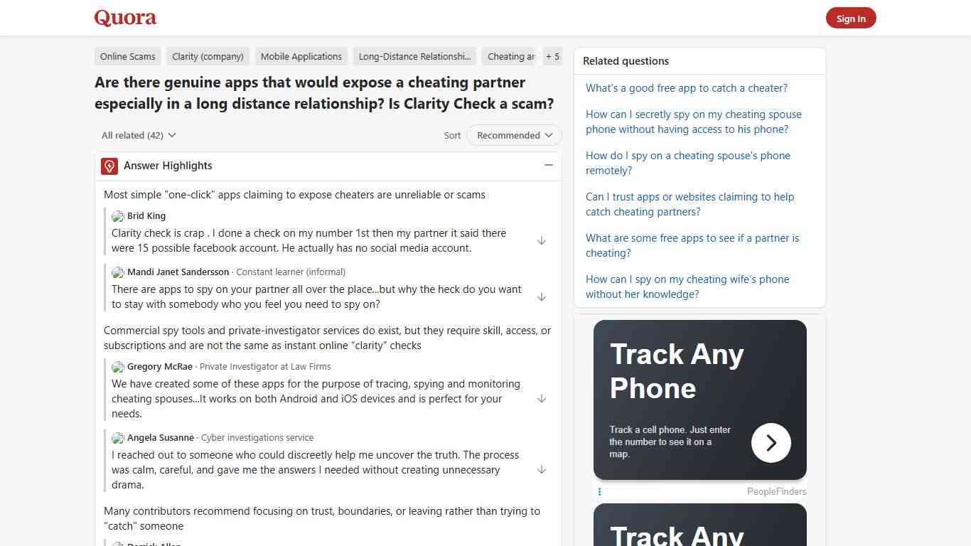 Are there genuine apps that would expose a cheating partner especially in a long distance relationship? Is Clarity Check a scam? - Quora